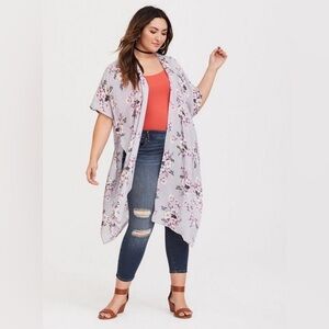Torrid Gauze Duster Kimono in Purple Size 1/2